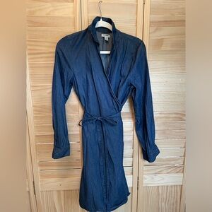 Denim Chambray Cotton Wrap Dress